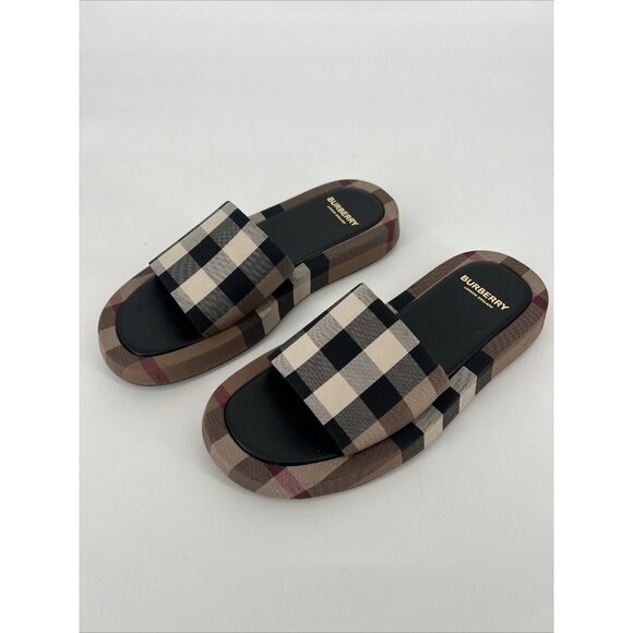 BURBERRY Women’s Size EU 41 US 11 Buckingham Check Plaid slides sandals New - Picture 4 of 14